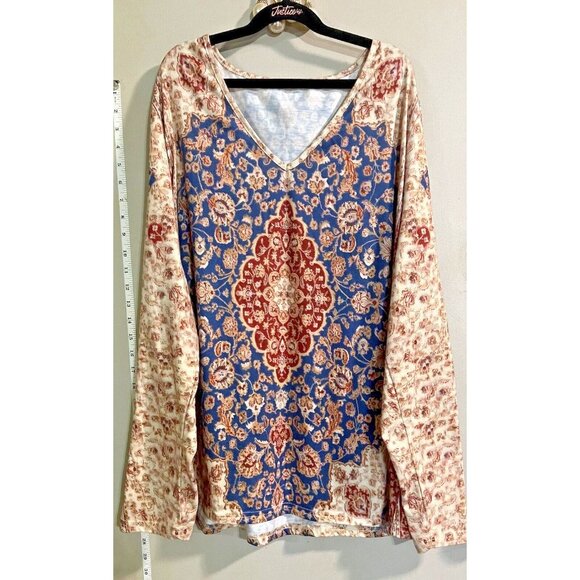 Unbranded Tops - Womens Paisley Shirt Blouse 2X Long Sleeve Lightweight Easy Care